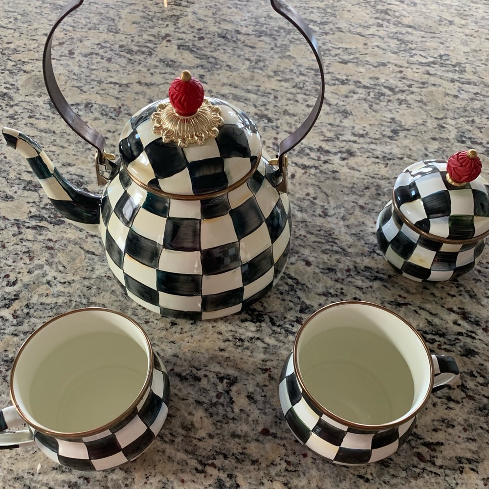 MacKenzie Childs Courtly Check Teapot